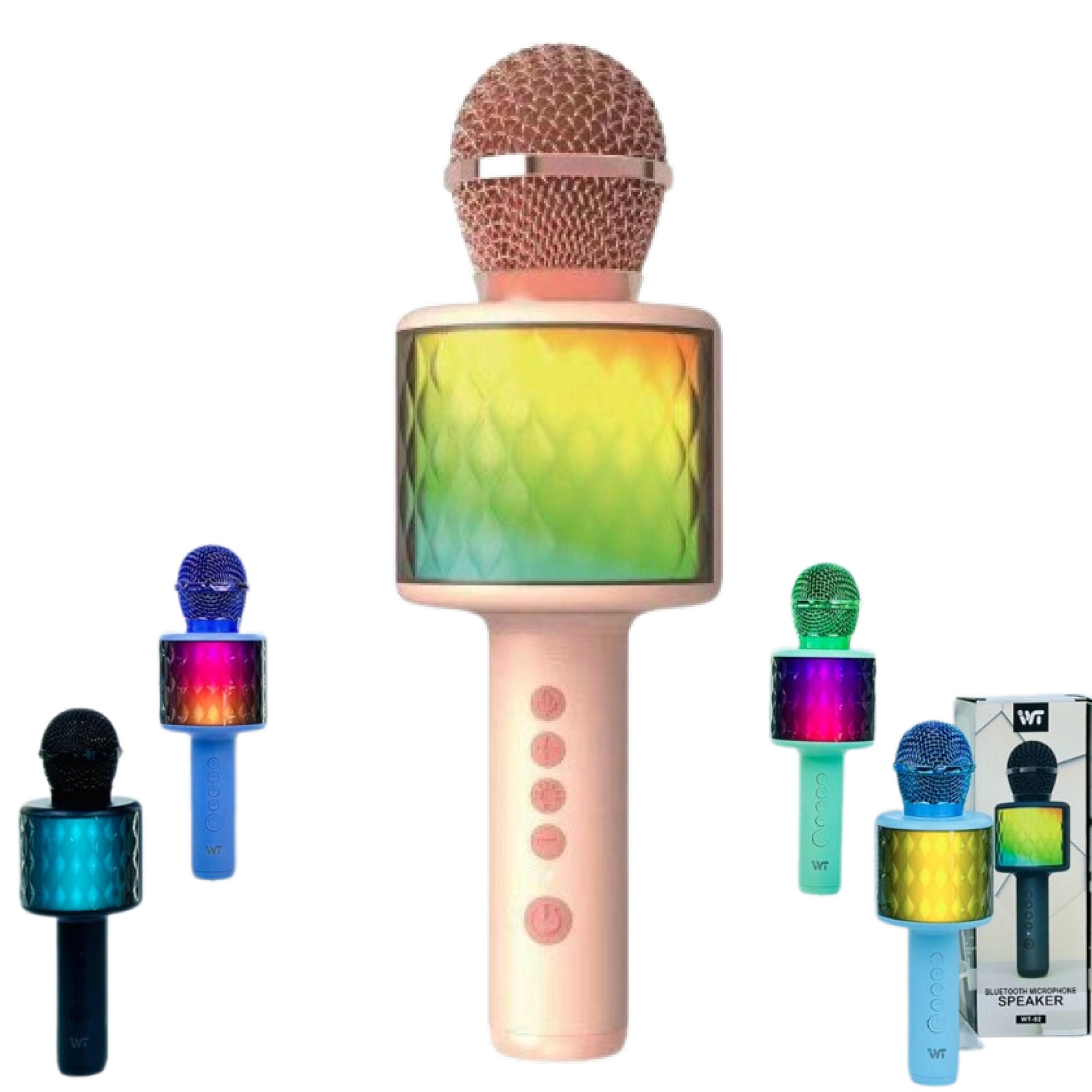Micrófono Bluetooth Inalámbrico Karaoke Con Parlante / Luces Led / WT-02 –